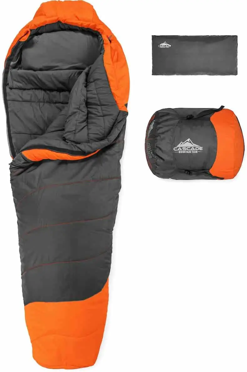Cascade Mountain Tech Adventure Mummy Sleeping Bag - Lightweight, Compact 3 Season Backpacking Sleeping Bag with Pillow and Compression Sack